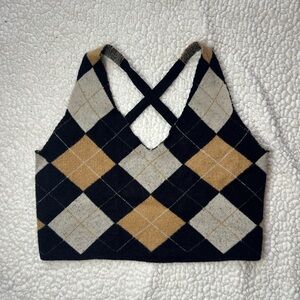 Argyle Knit Crop Top